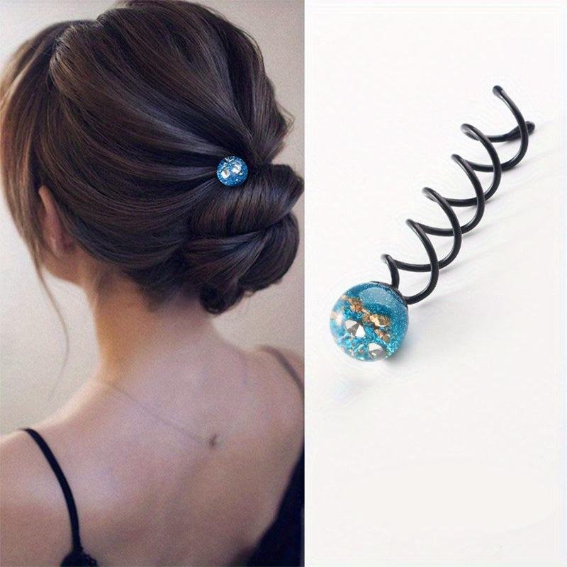 Crystal Bead Spiral Hair Pin Coils Hair Accessories