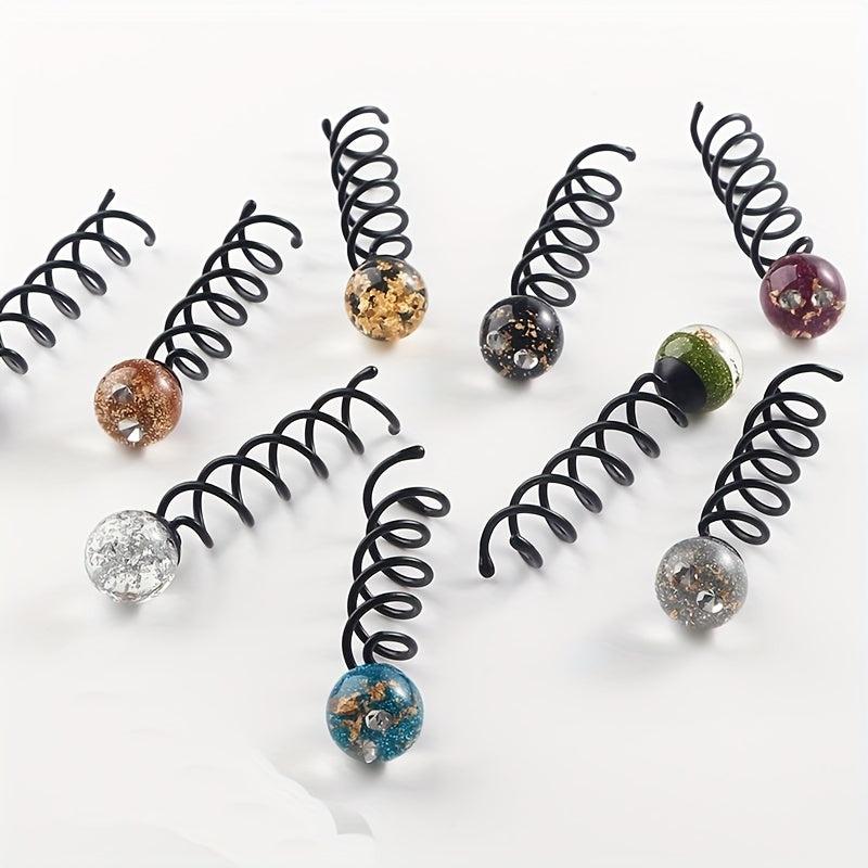 Crystal Bead Spiral Hair Pin Coils Hair Accessories