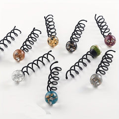 Crystal Bead Spiral Hair Pin Coils Hair Accessories