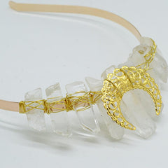 Moon Quartz Crown Hairband Rhinestone Tiara Mermaid Headband