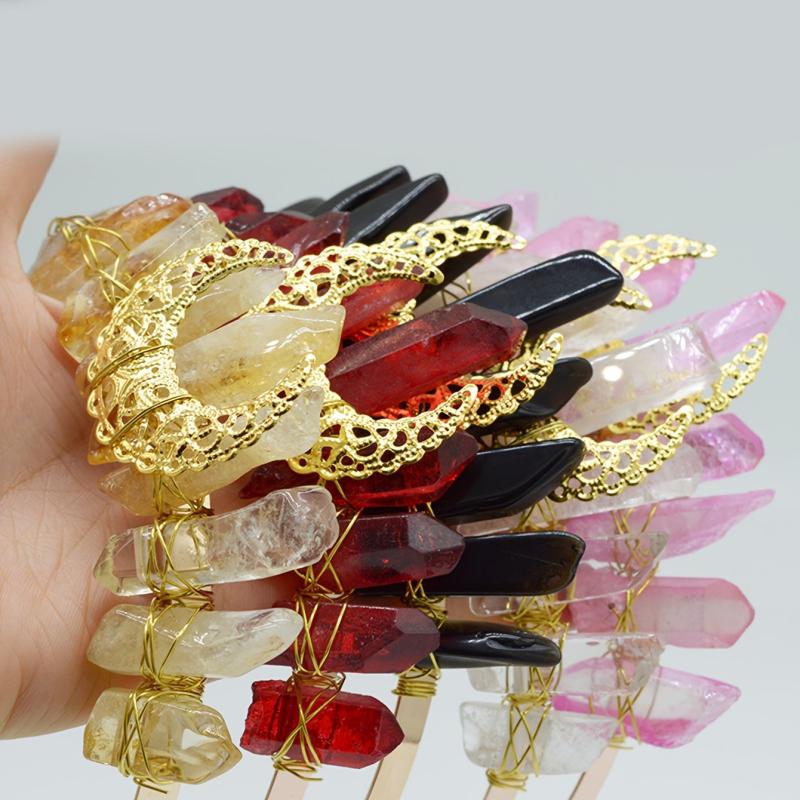 Moon Quartz Crown Hairband Rhinestone Tiara Mermaid Headband