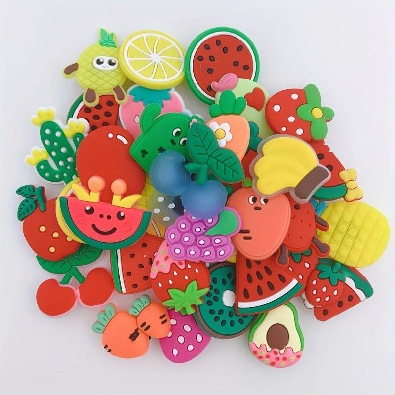 36pcs Fruit Shape Shoe Charm Resin Avocado Watermelon Shoe Buckle