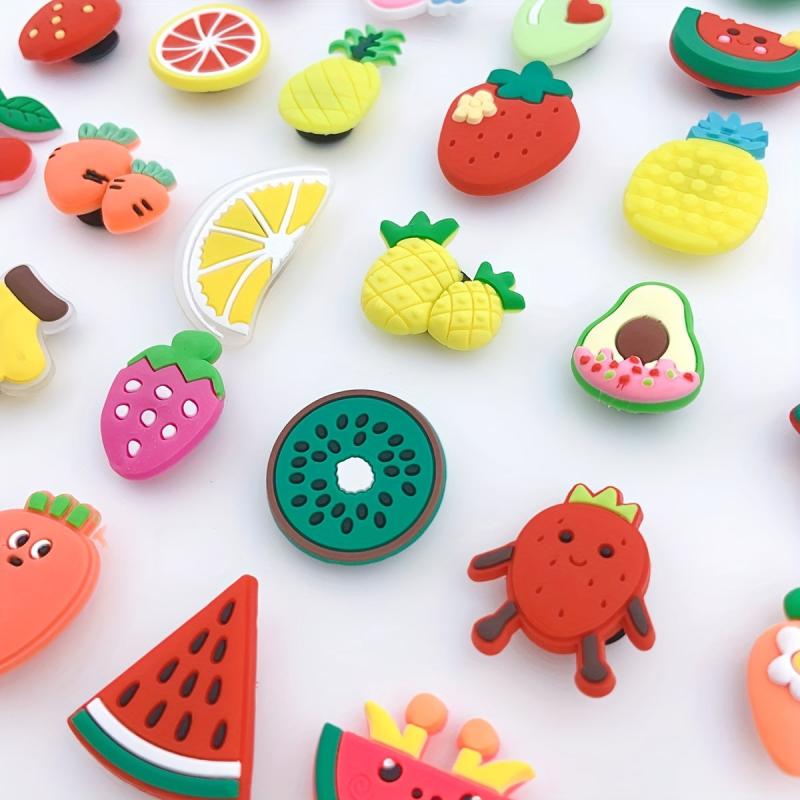 36pcs Fruit Shape Shoe Charm Resin Avocado Watermelon Shoe Buckle