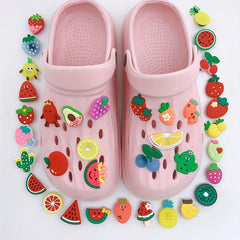 36pcs Fruit Shape Shoe Charm Resin Avocado Watermelon Shoe Buckle