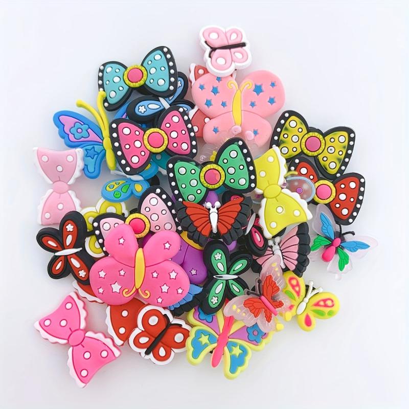 30pcs Butterfly Shoe Charm Resin Shoe Buckle Clogs DIY Accessories