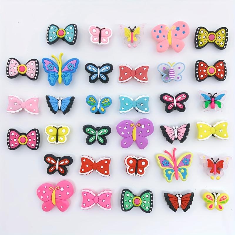 30pcs Butterfly Shoe Charm Resin Shoe Buckle Clogs DIY Accessories