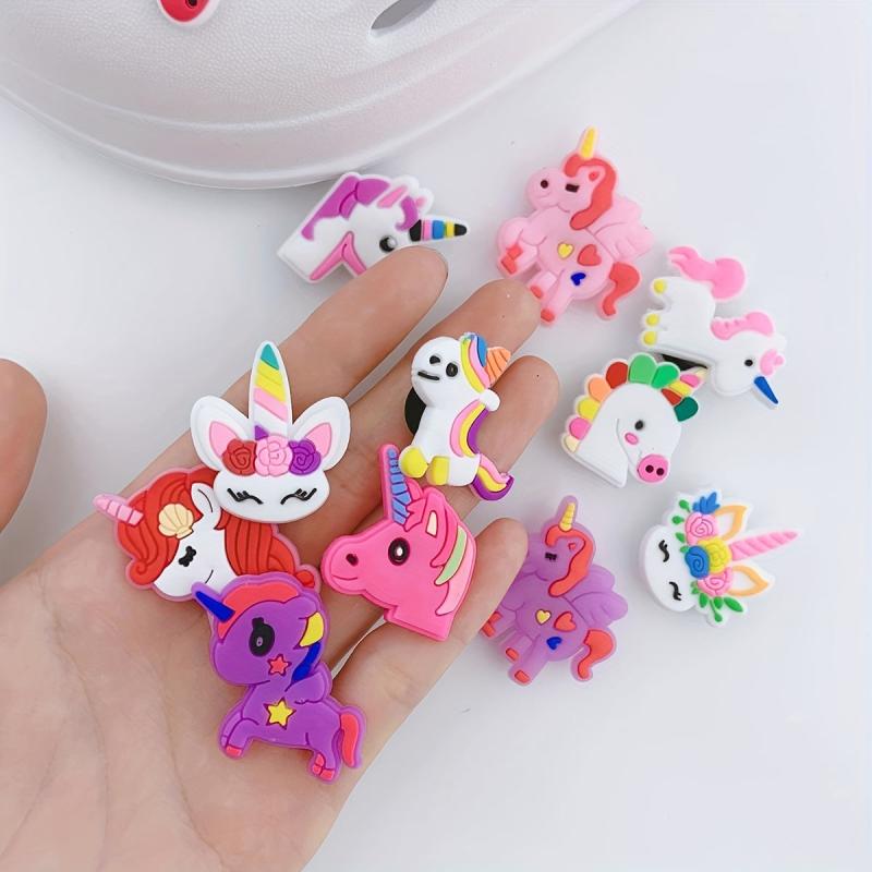 30pcs Unicorn Shoe Charms DIY Sandal Decoration Women Shoe Buckle Accessories