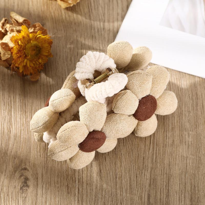 Floral Flannel Hair Jaw Clip Strong Hold Grip for Thick Hair