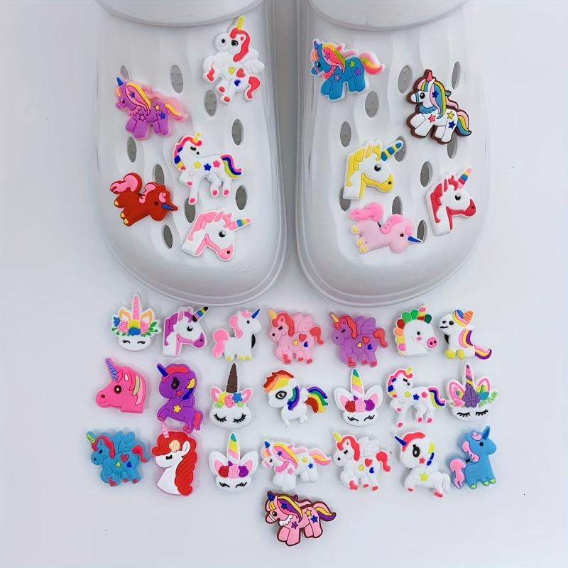 30pcs Unicorn Shoe Charm PVC Clogs DIY Accessory