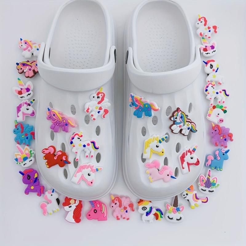 30pcs Unicorn Shoe Charm PVC Clogs DIY Accessory