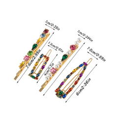 4pcs Crystal Hair Clip Alloy Bobby Pin Side Clip Bangs Clip Hair Accessories