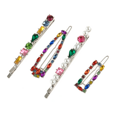 4pcs Crystal Hair Clip Alloy Bobby Pin Side Clip Bangs Clip Hair Accessories