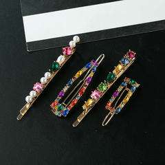 4pcs Crystal Hair Clip Alloy Bobby Pin Side Clip Bangs Clip Hair Accessories