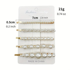 5pcs Faux Pearl Hairpin Hair Clip for Women Girls Wedding