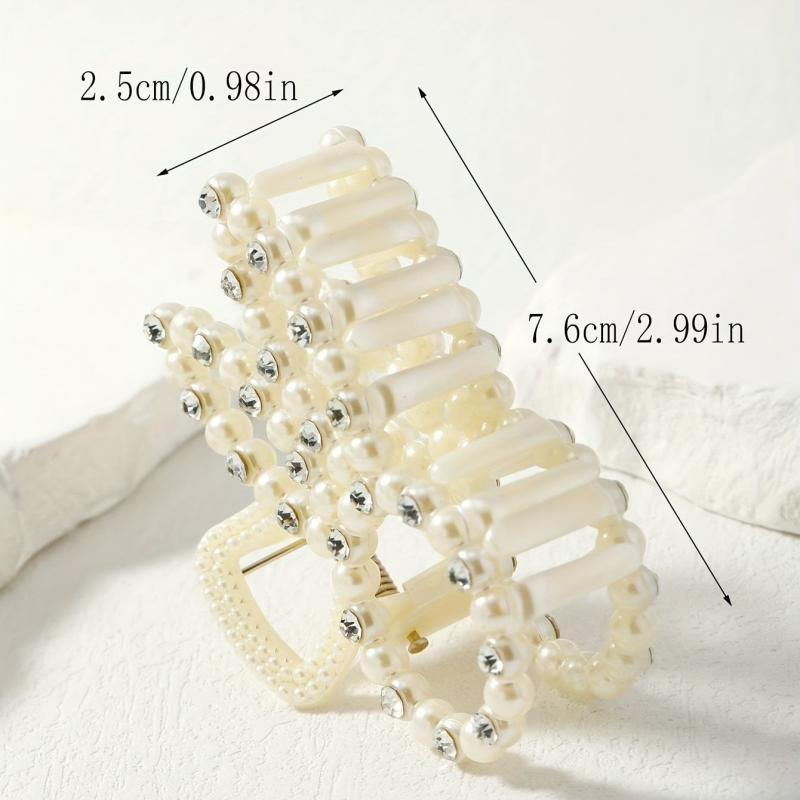 Faux Pearl Bunny Hair Claw Rhinestone Nonslip Hair Clip