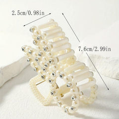 Faux Pearl Bunny Hair Claw Rhinestone Nonslip Hair Clip