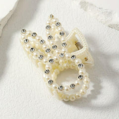 Faux Pearl Bunny Hair Claw Rhinestone Nonslip Hair Clip