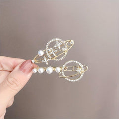 Y2K Pearl Rhinestone Hair Pin Moon Star Hair Clips
