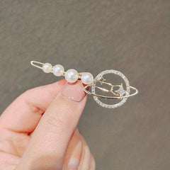 Y2K Pearl Rhinestone Hair Pin Moon Star Hair Clips