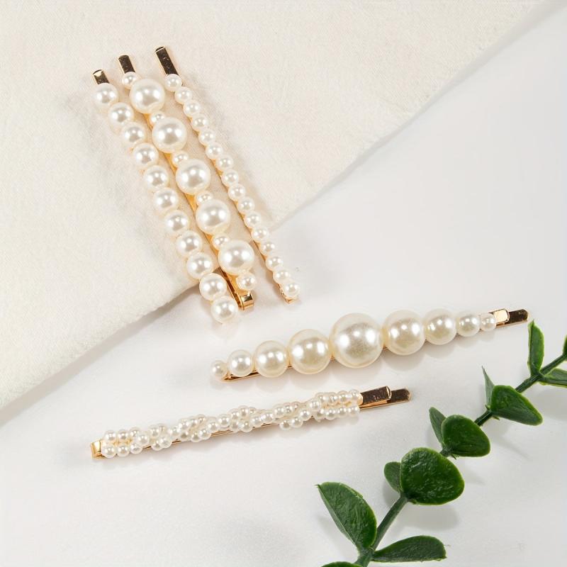 5pcs Faux Pearl Hairpin Alloy Hairpin Style Hair Clip For Side Hair