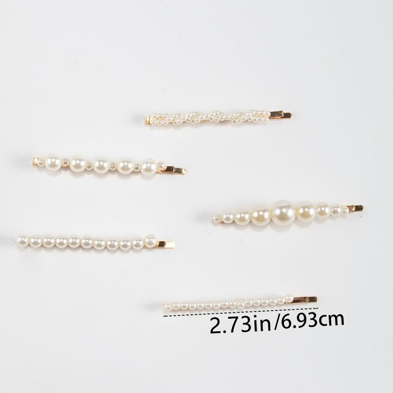 5pcs Faux Pearl Hairpin Alloy Hairpin Style Hair Clip For Side Hair