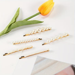 5pcs Faux Pearl Hairpin Alloy Hairpin Style Hair Clip For Side Hair