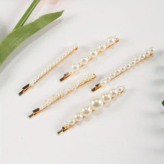 5pcs Faux Pearl Hairpin Alloy Hairpin Style Hair Clip For Side Hair