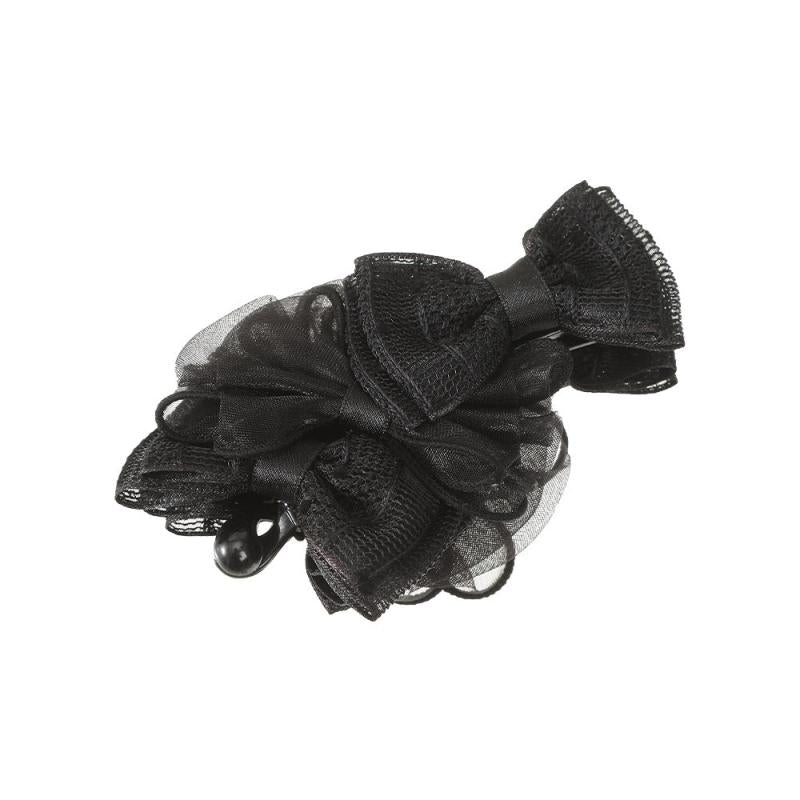 Women's Lace Polka Dot Bow Hair Claw Ponytail Clip