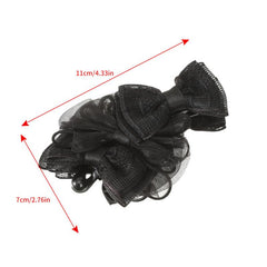 Women's Lace Polka Dot Bow Hair Claw Ponytail Clip