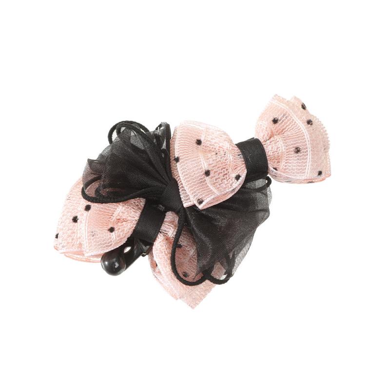 Women's Lace Polka Dot Bow Hair Claw Ponytail Clip