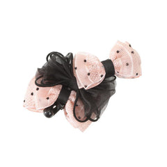 Women's Lace Polka Dot Bow Hair Claw Ponytail Clip