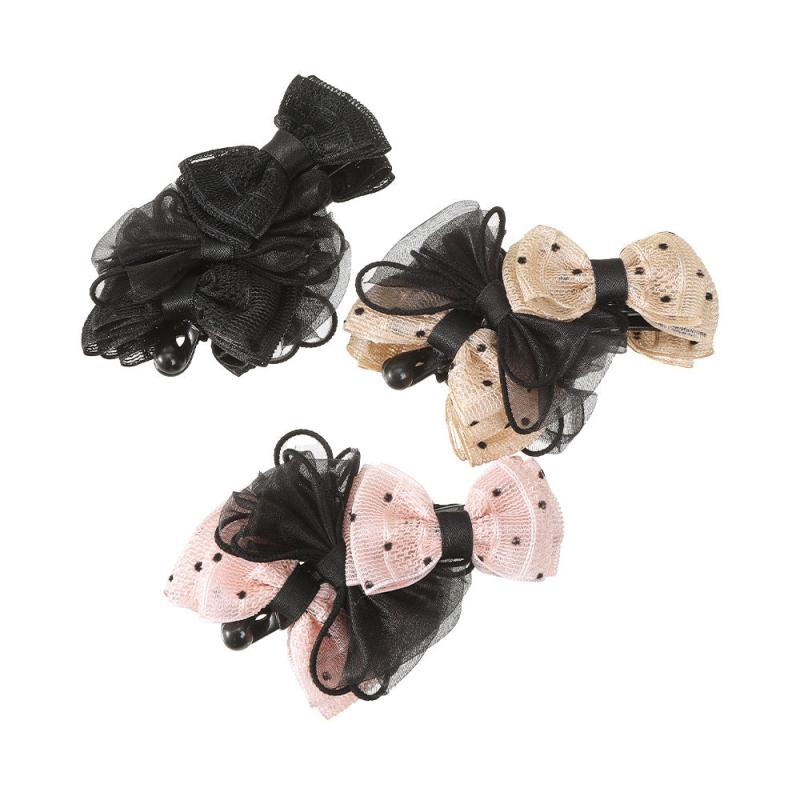 Women's Lace Polka Dot Bow Hair Claw Ponytail Clip