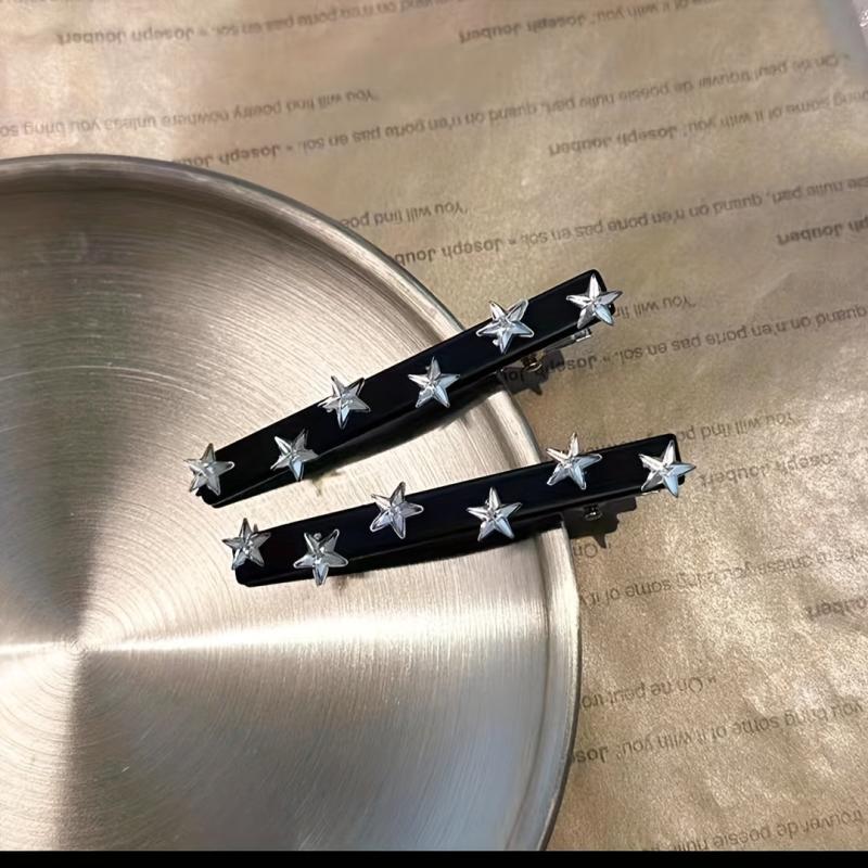 Y2K 2pcs Star Hair Clip Metal Duck Billed Clip for Side Hair Bangs