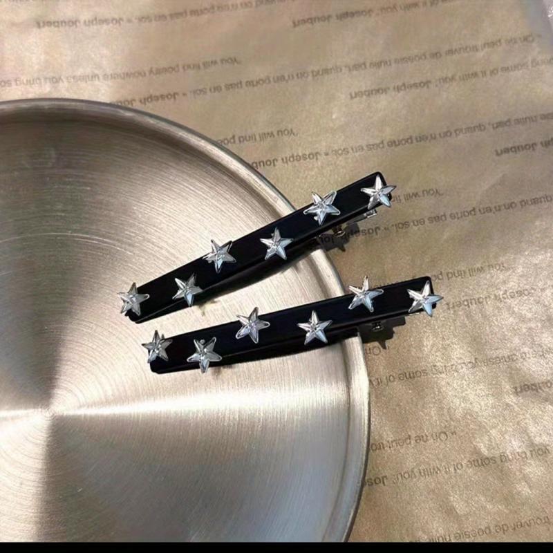 Y2K 2pcs Star Hair Clip Metal Duck Billed Clip for Side Hair Bangs