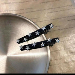 Y2K 2pcs Star Hair Clip Metal Duck Billed Clip for Side Hair Bangs