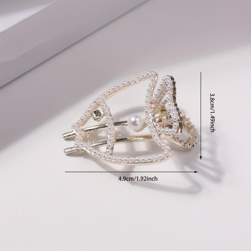 Hollow Fish Shaped Hair Clip with Faux Pearl for Women Girls