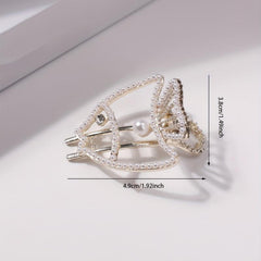 Hollow Fish Shaped Hair Clip with Faux Pearl for Women Girls