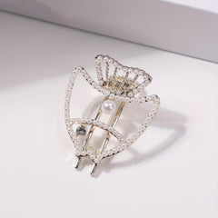 Hollow Fish Shaped Hair Clip with Faux Pearl for Women Girls