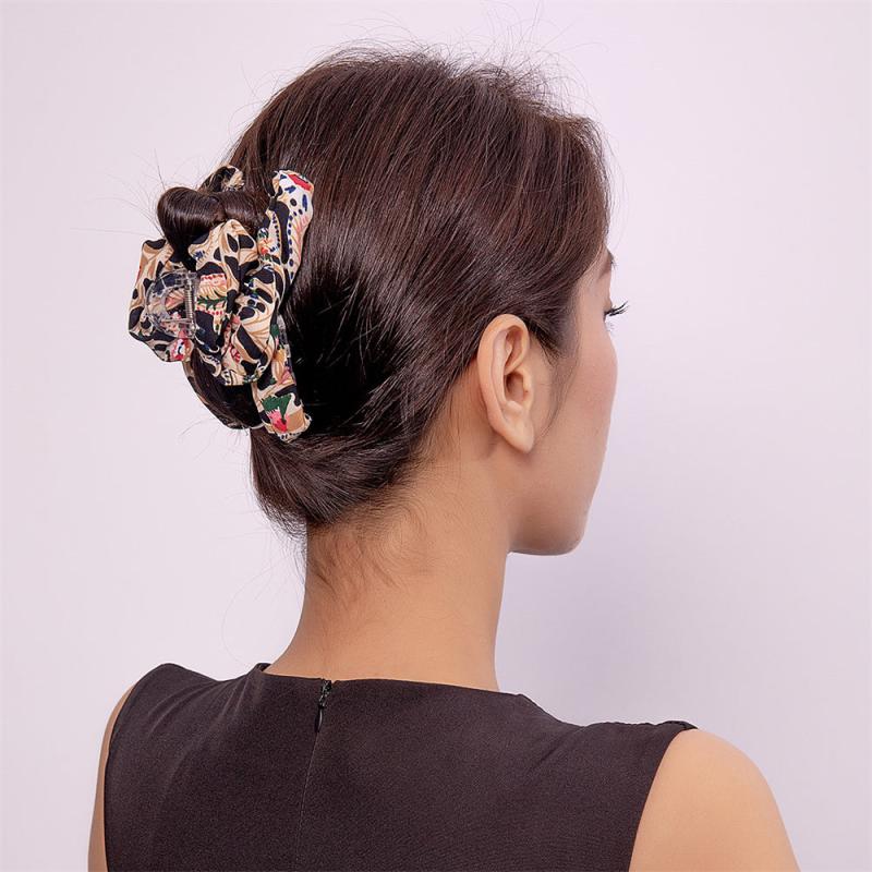 Boho Style Hair Claw Fabric Hair Claw Nonslip Ponytail Holder