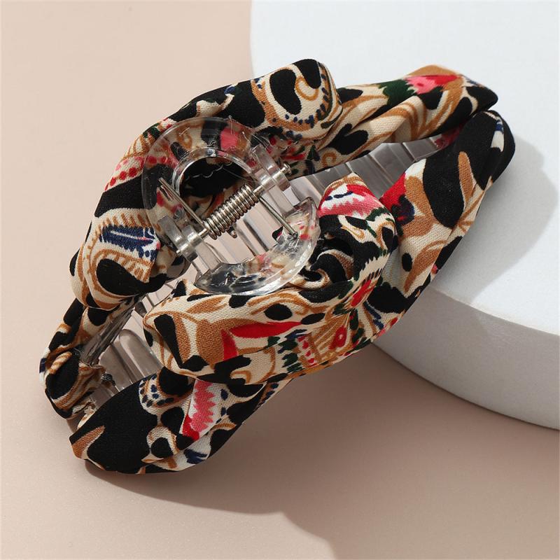 Boho Style Hair Claw Fabric Hair Claw Nonslip Ponytail Holder