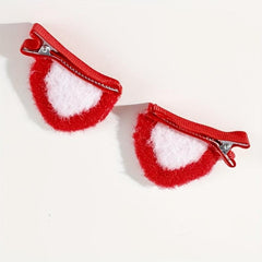 Red Cat Ears Decor Hair Clip Duck Billed Clip for Hair Bang