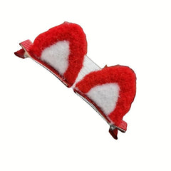 Red Cat Ears Decor Hair Clip Duck Billed Clip for Hair Bang