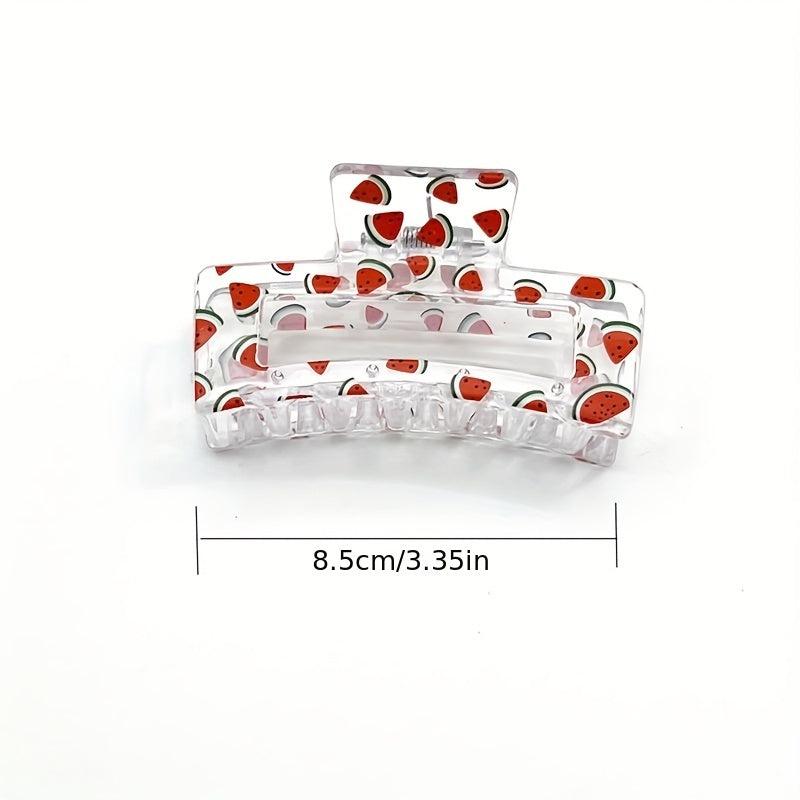 Fruit Printed Hair Claw Hollow Rectangle Nonslip Ponytail Holder