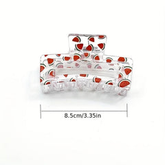 Fruit Printed Hair Claw Hollow Rectangle Nonslip Ponytail Holder