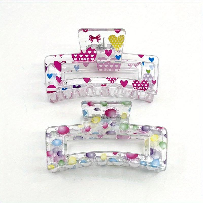 Fruit Printed Hair Claw Hollow Rectangle Nonslip Ponytail Holder