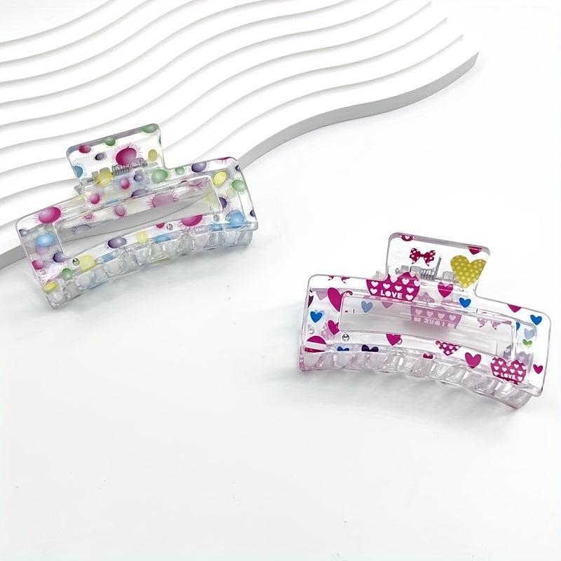Fruit Printed Hair Claw Hollow Rectangle Nonslip Ponytail Holder