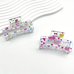 Fruit Printed Hair Claw Hollow Rectangle Nonslip Ponytail Holder