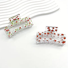 Fruit Printed Hair Claw Hollow Rectangle Nonslip Ponytail Holder