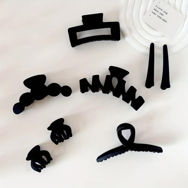 8pcs Acrylic Frosted Hair Claw Solid Shark Claw Hair Accessories