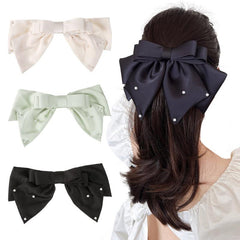 Satin Bow Rhinestone Hair Clip Non slip French Barrette Hair Accessories